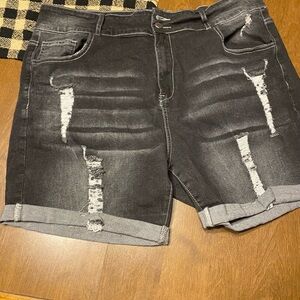 Black distressed denim
